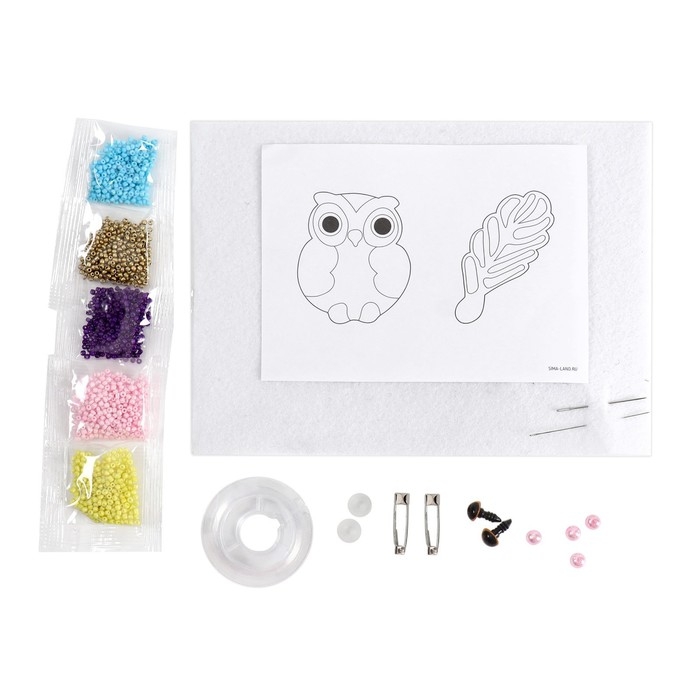 Вышивка бисером. Брошь &laquo;Сова и перо&raquo;, набор для творчестваа