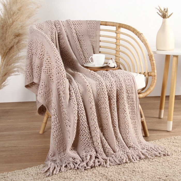 Плед Этель Beige knit 130*170 см, цв.бежевый, 100% акрил Плед Этель Beige knit 130*170 см, цв.бежевый, 100% акрил