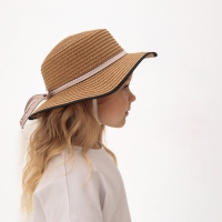 Шляпа для девочки MINAKU "Леди", размер 52-54, цвет бежевый Шляпа для девочки MINAKU "Леди", размер 52-54, цвет бежевый