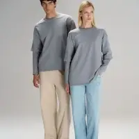 Футболка оверсайз с двойным рукавом Kosmos, светло-серая, размер XS/S