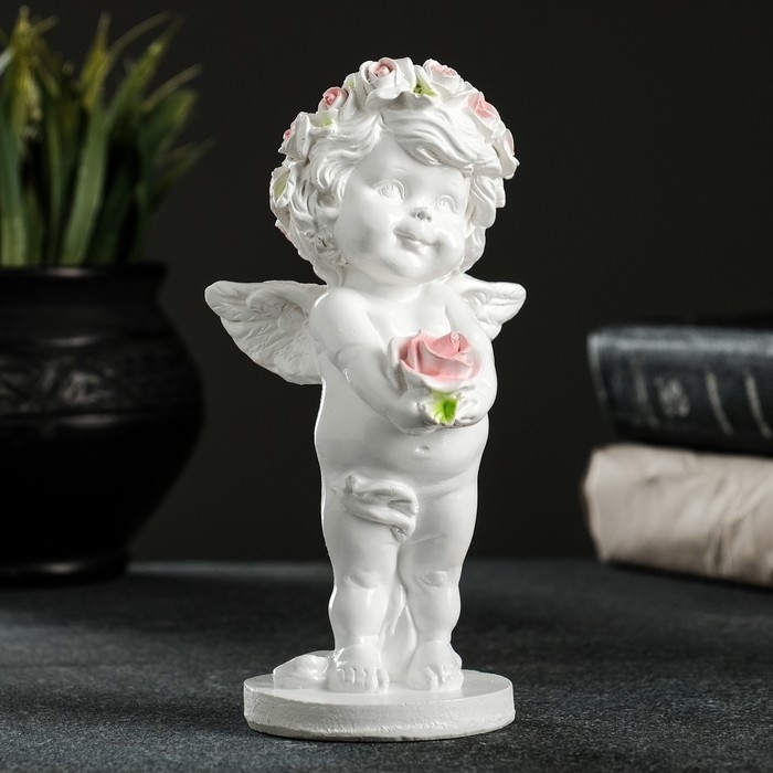 Фигура Фигура "Ангелочек с розочкой" 15х7,5х7,5см