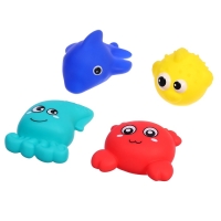 Резиновые игрушки, для купания в ванной, набор, с сачком, МИКС Резиновые игрушки, для купания в ванной, набор, с сачком, МИКС