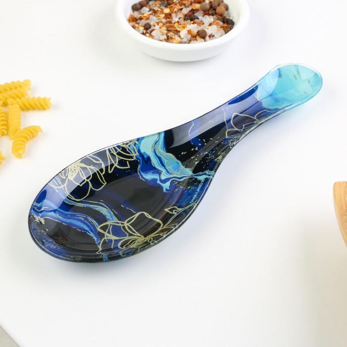 Подставка под ложку Дорого внимание &laquo;Мрамор&raquo;, 21,4 х 7,5 см, стекло