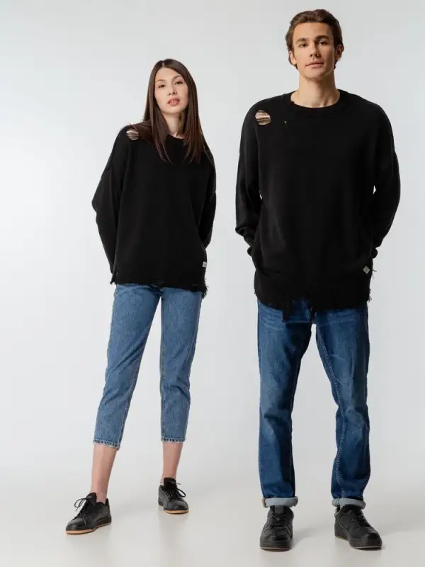 Джемпер оверсайз унисекс Grunge, черный, размер S/M Джемпер оверсайз унисекс Grunge, черный, размер S/M