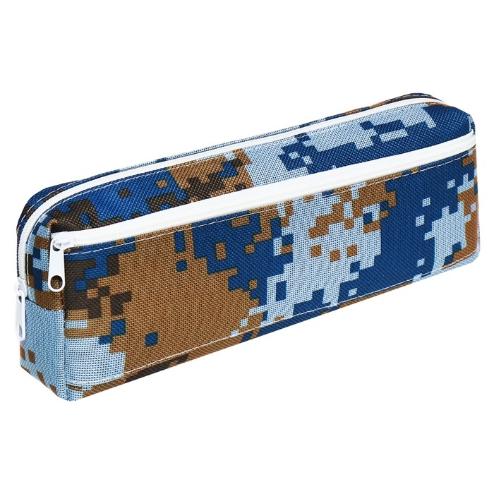 Пенал мягкий 2 отделения, 80 х 210 х 40 мм, объёмный, Calligrata Пенал мягкий 2 отделения, 80 х 210 х 40 мм, объёмный, Calligrata "Миллитари", синий