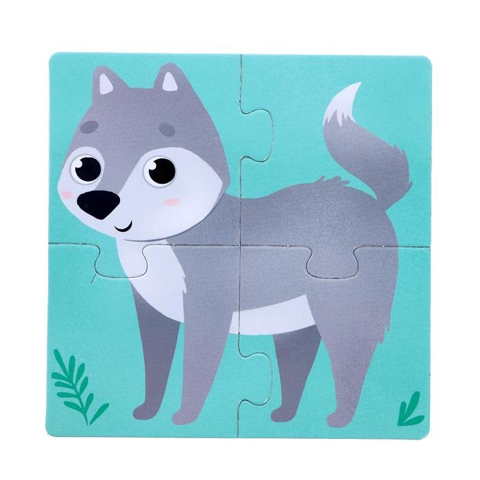 Пазлы 4 в 1 &laquo;Собери зверюшку: Кто живёт в лесу?&raquo;, 4 пазла, 16 деталей