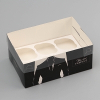 Коробка для 6 капкейков с прозрачной крышкой, "Мужской дляарок", 23 × 16 × 10 см, кондитерская упаковка Коробка для 6 капкейков с прозрачной крышкой, "Мужской дляарок", 23 × 16 × 10 см, кондитерская упаковка