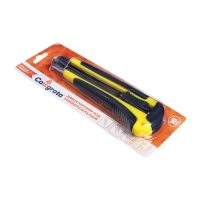 Нож канцелярский 18 мм пластик с мет., направляющ, фиксатор, прорезиненный МИКС в блистере Нож канцелярский 18 мм пластик с мет., направляющ, фиксатор, прорезиненный МИКС в блистере