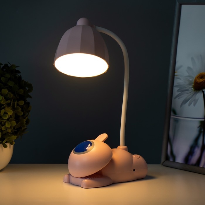 Настольная лампа "Робот" LED 5Вт USB АКБ розовый 11,8х7,8х31 см RISALUX