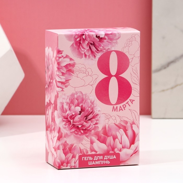 Подарочный набор косметики &laquo;С 8 Марта!&raquo;, гель для душа 100 мл и шампунь для волос 100 мл, ЧИСТОЕ СЧАСТЬЕ