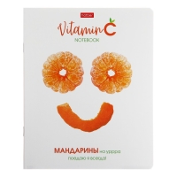 Тетрадь А5, 48 листов клетка Vitamin C, обложка мелованный картон, выборочный лак, скругленые углы, блок 65 г/м2, 5 видов МИКС