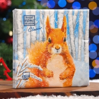 Новый год. Салфетки бумажные Home Classic "Белочка", 3 слоя, 20 листов Новый год. Салфетки бумажные Home Classic "Белочка", 3 слоя, 20 листов
