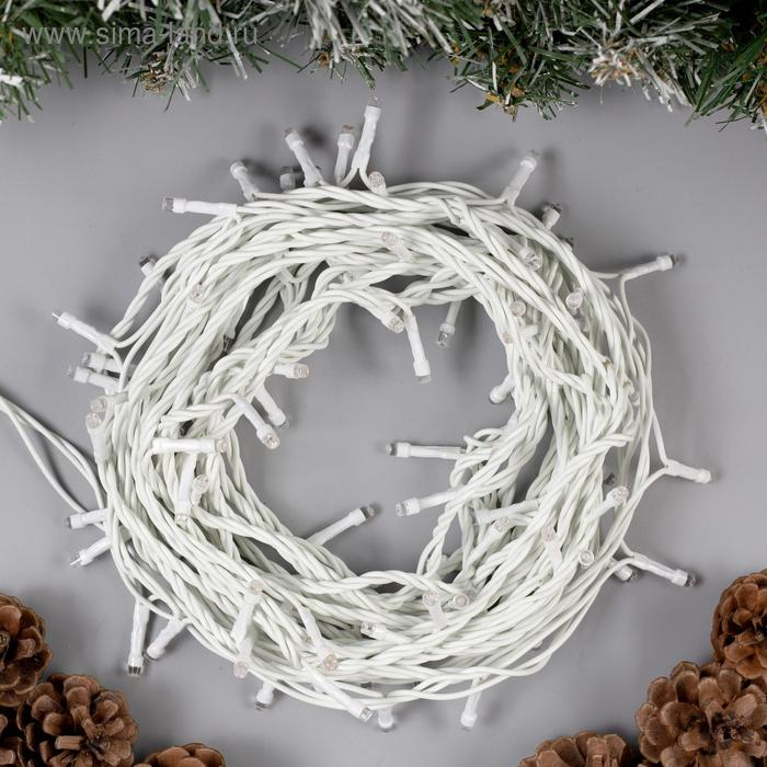 Гирлянда &laquo;Нить&raquo; 10 м, IP44, белая нить, 100 LED, свечение синее, 8 режимов, 220 В