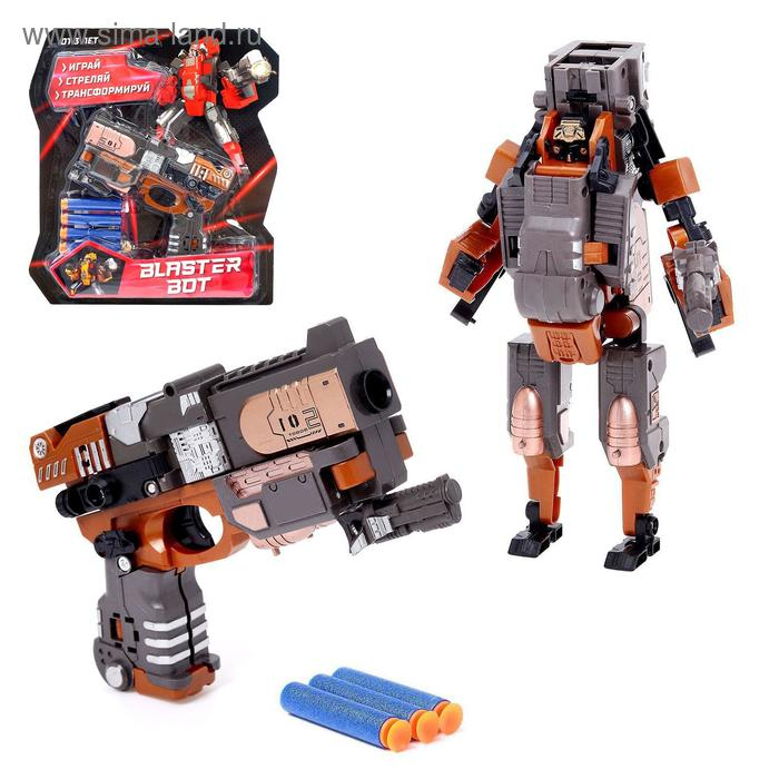 Робот-бластер &laquo;Титан&raquo;, трансформируется, в комплекте 3 мягкие пули, цвет коричневый