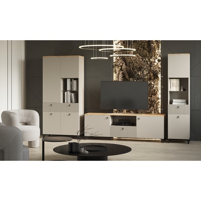 Тумба под ТВ Ника, 1500х410х516,  Кашемир/Дуб/Бежевый МДФ