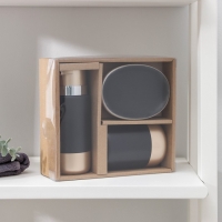 Наборы аксессуаров для ванной комнаты &laquo;Руж&raquo;, 3 предмета (дозатор для мыла 290 мл, мыльница, стакан 300 мл), цвет чёрный