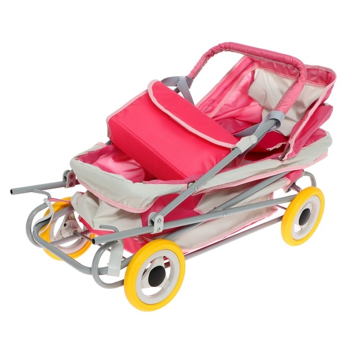 Коляска кукольная №16, цвет розовый с серым Коляска кукольная №16, цвет розовый с серым