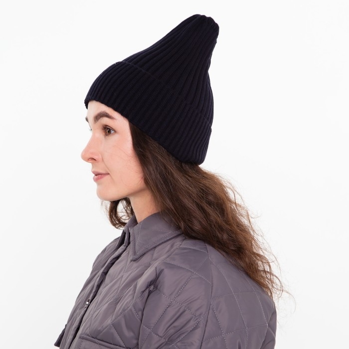 Шапка женская демисезонная , цвет чёрный, размер 52-56 Шапка женская демисезонная , цвет чёрный, размер 52-56