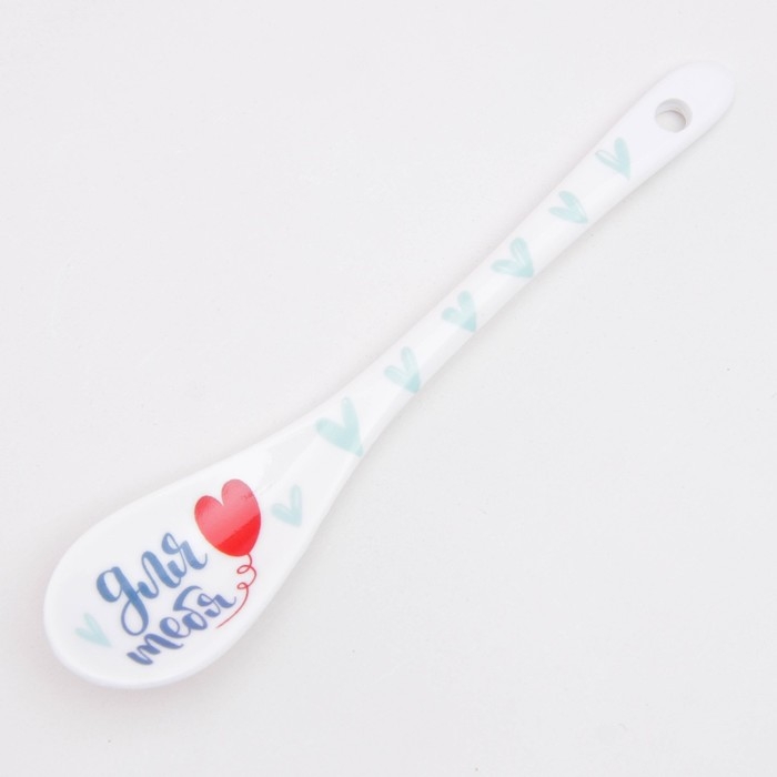 Кружка керамическая с ложкой &laquo;Я тебя люблю&raquo;, 350 мл, цвет белый