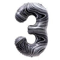 Шар фольгированный 40" «Цифра 3», чёрный мрамор Шар фольгированный 40" «Цифра 3», чёрный мрамор