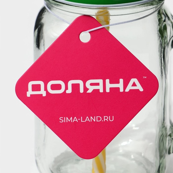 Кружка стеклянная с крышкой и трубочкой Доляна «Гладь», 450 мл, 10×7,5×13 см, цвет МИКС Кружка стеклянная с крышкой и трубочкой Доляна «Гладь», 450 мл, 10×7,5×13 см, цвет МИКС