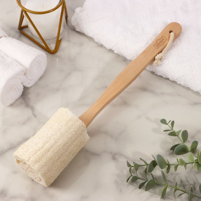 Мочалка с ручкой, люфа, гладкая, 33х7 см Мочалка с ручкой, люфа, гладкая, 33х7 см