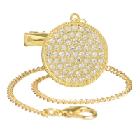 Соска - пустышка силиконовая ортодонтическая &laquo;Бриллиант&raquo;, от 6 мес., с колпачком + держатель - цепочка, цвет золотой/черный, стразы