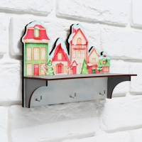 Ключница настенная новогодняя «Заснеженные дома», на Новый год Ключница настенная новогодняя «Заснеженные дома», на Новый год