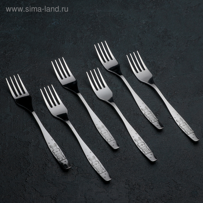 Вилка детская столовая &laquo;Антошка&raquo;, длина 17,5 см, толщина 2 мм, цвет серебряный