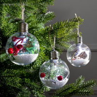 Набор ёлочных шаров «Зимний лес» 3 шт., батарейки, 1 LED, свечение белое Набор ёлочных шаров «Зимний лес» 3 шт., батарейки, 1 LED, свечение белое