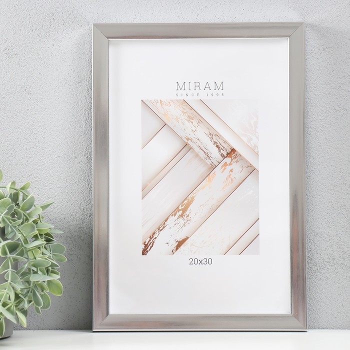 Фоторамка пластик "МИРАМ" 20х30 см, 641822-8, серебро (пластиковый экран)