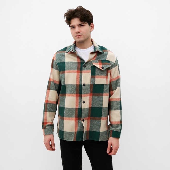 Рубашка мужская в клетку MIST, размер 50, зеленый Рубашка мужская в клетку MIST, размер 50, зеленый