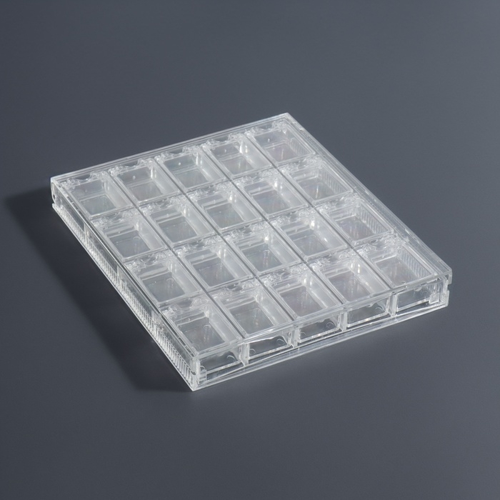 Органайзер для декора, 20 блоков, 14,5 × 12,5 × 1,7/2,8 × 2,1 × 1,3 см, цвет прозрачный Органайзер для декора, 20 блоков, 14,5 × 12,5 × 1,7/2,8 × 2,1 × 1,3 см, цвет прозрачный