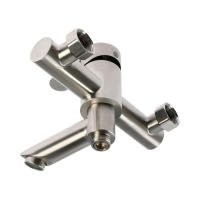 Смеситель для ванны ZEIN ZS5, короткий излив, с душевым набором, нержавеющая сталь, сатин Смеситель для ванны ZEIN ZS5, короткий излив, с душевым набором, нержавеющая сталь, сатин