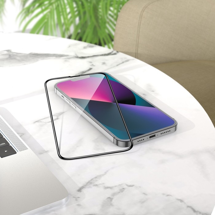 Защитное стекло Hoco G1, для iPhone 13 mini, ПЭТ слой, анти отпечатки, черная рамка