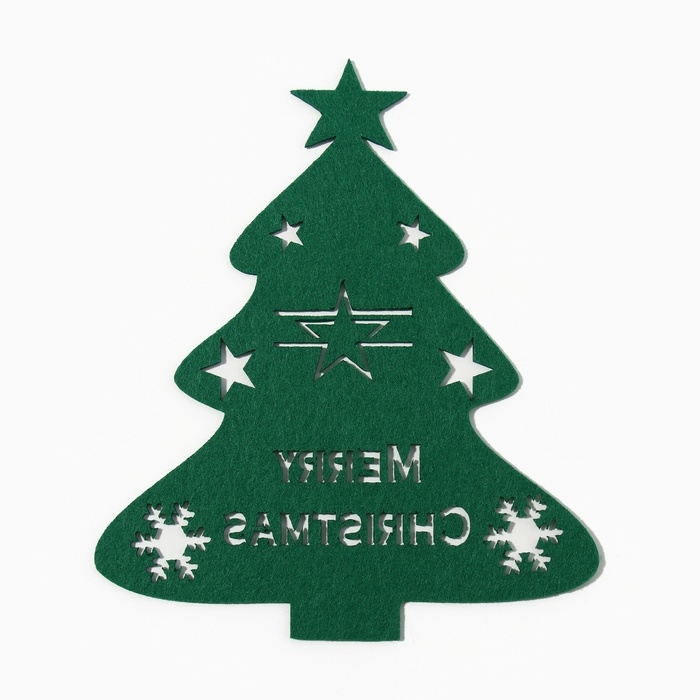 Новый год.Декор столовых предметов Новый год.Декор столовых предметов "Елка" цв.зелен 20х17см 100%п/э, фетр
