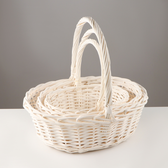 Набор корзин, 3 шт, 46&times;36&times;16/42 см, 41&times;31&times;14/35 см, 34&times;27&times;12/31 см, ива