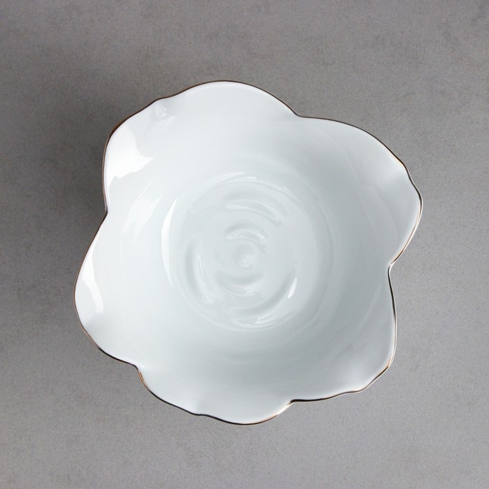 Салатник &laquo;Роза&raquo;, на подставке, 800 мл, золотая обводка, фарфор, Иран