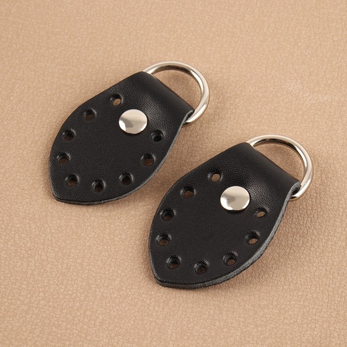 Петля пришивная для сумки, с полукольцом, пара, 6 &times; 3,5 см, цвет чёрный/никель