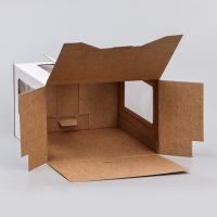 Коробка под торт 2 окна, с ручками, белая, 30 х 30 х 20 см Коробка под торт 2 окна, с ручками, белая, 30 х 30 х 20 см