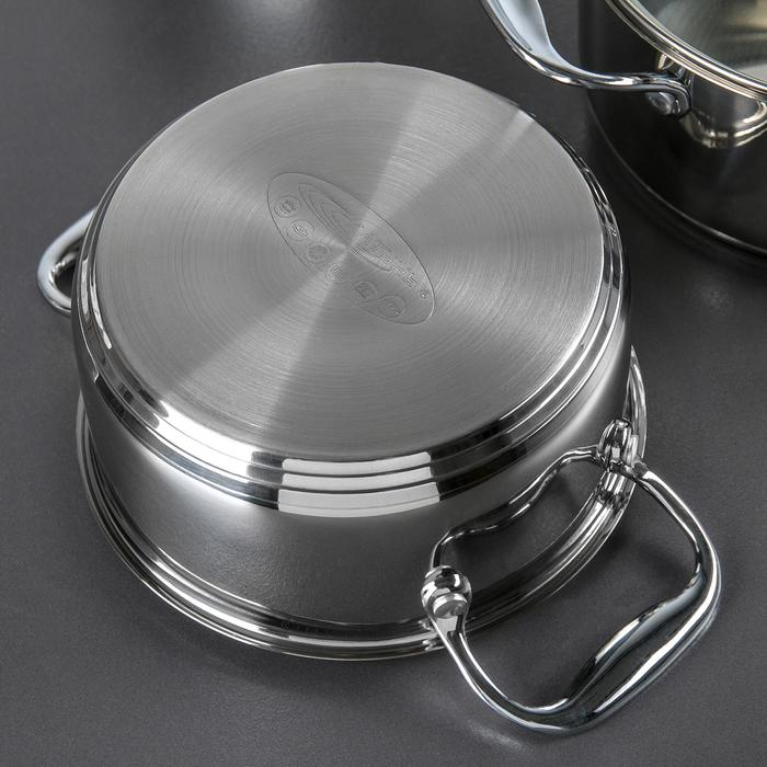 Набор кастрюль &laquo;Ника&raquo;, 3 предмета: 2,2 л, 3,2 л, 4,2 л, капсульное дно, индукция