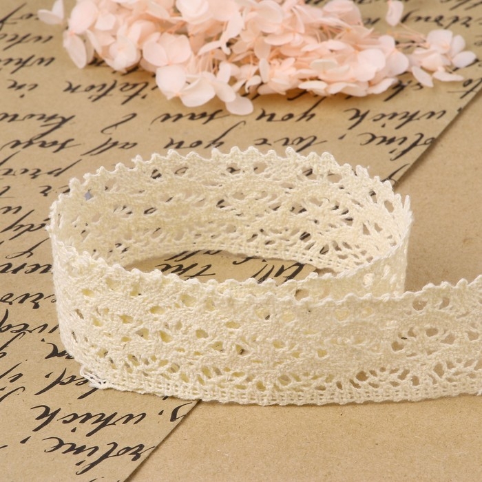 Кружево вязаное, 40 мм &times; 10 &plusmn; 1 м, цвет бежевый
