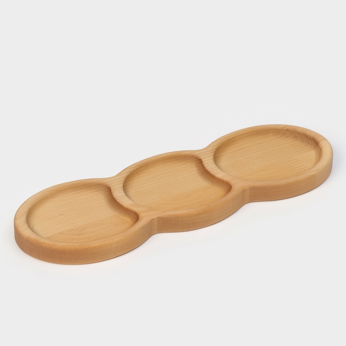 Менажница Adelica &laquo;Светофор&raquo;, 3 секции, 30&times;10&times;1,8 см, пропитана минеральным маслом, в подарочной коробке, берёза