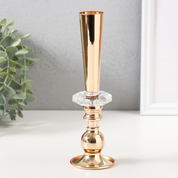 Подсвечник металл, акрил на 1 свечу Подсвечник металл, акрил на 1 свечу "Эллея" d=2,5 см золото 6х6х20 см