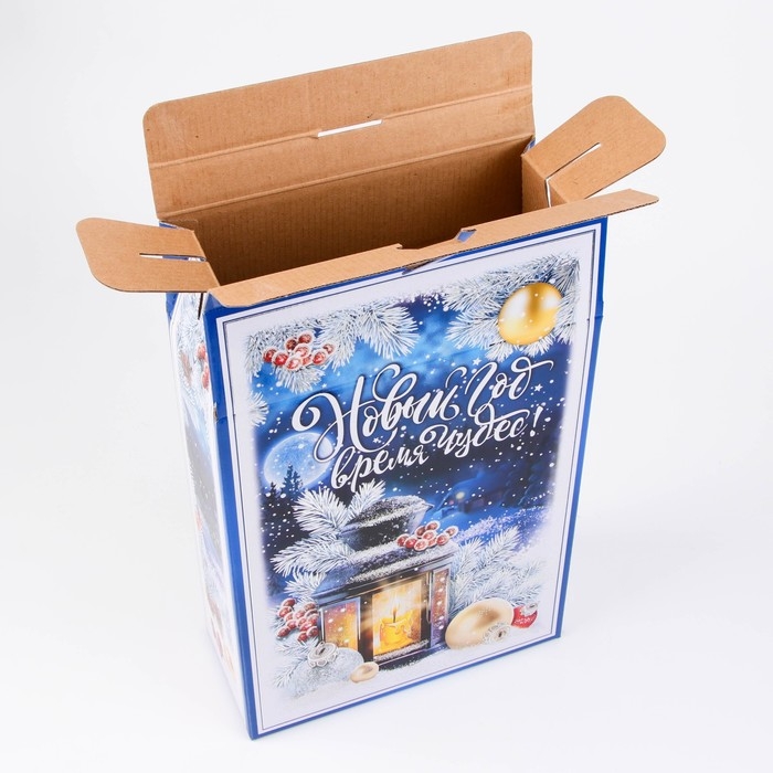 Новый год. Коробка подарочная новогодняя Время чудес 22,5 х 34 х 10 см.