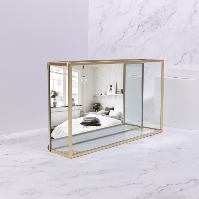 Органайзер для хранения &laquo;GREAT&raquo;, стеклянный, с зеркальным дном, 1 секция, 24 &times; 14 &times; 5 см, цвет прозрачный/медный