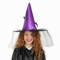 Карнавальная шляпа &laquo;Ведьмочка&raquo;, с фатой, р-р. 56-58, цвет сиреневый