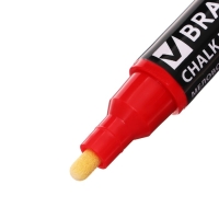 Маркер сухостираемый меловой для гладких поверхностей, 5 мм, BRAUBERG "POP-ART", флуоресцентный красный