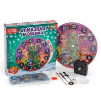 Алмазная мозаика на новый год для детей с частичным заполнением на часах &laquo;Лесные зверята&raquo;, 20 х 20 см, новогодний набор для творчества