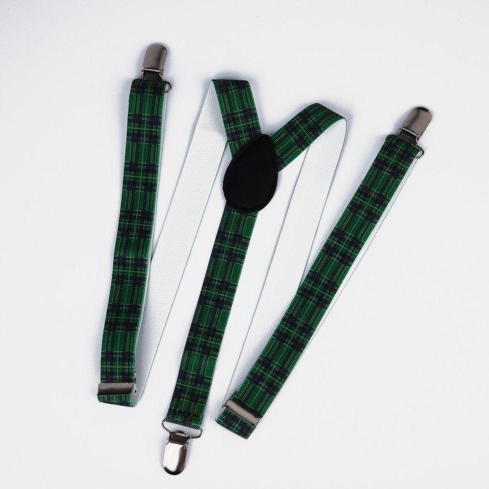 Подтяжки взрослые, ширина 2.5 см, цвет зелёный Подтяжки взрослые, ширина 2.5 см, цвет зелёный